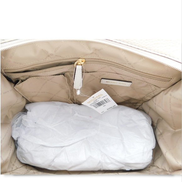 New MICHAEL KORS MK Logo Vanilla Satchel Tote Bag - Picture 8 of 8